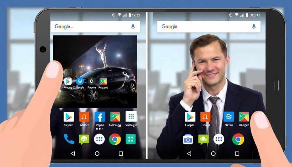 Gambar ilustrasi penggunaan Split Screen di Android